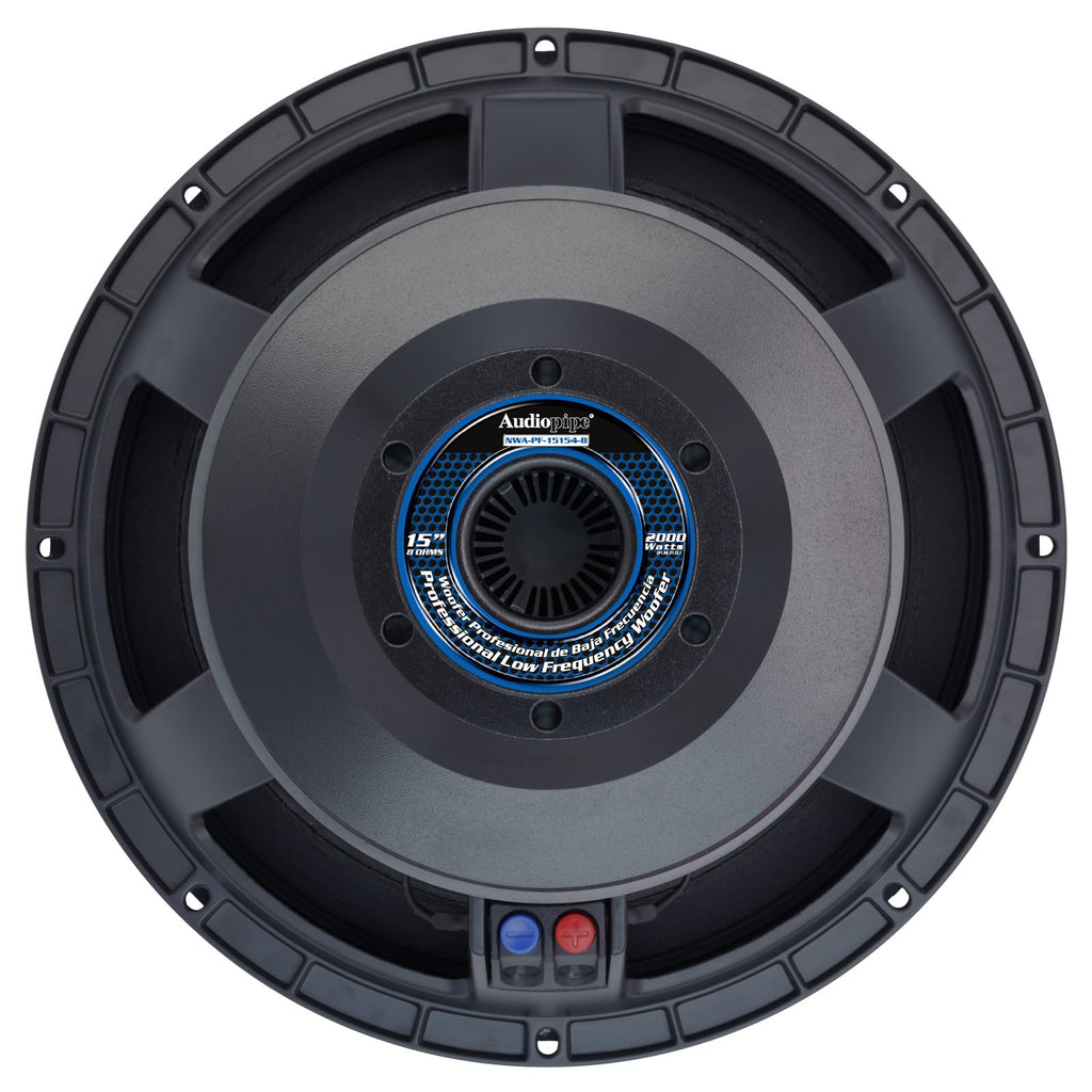 Audiopipe 15” Professional Public Address Woofer (NWA-PF-15154-8), High Power, 2000 Watts, 150 oz Magnet, 8 Ohms, 4" Voice Coil, Aluminum Basket, Paper Cone, Superior Performance