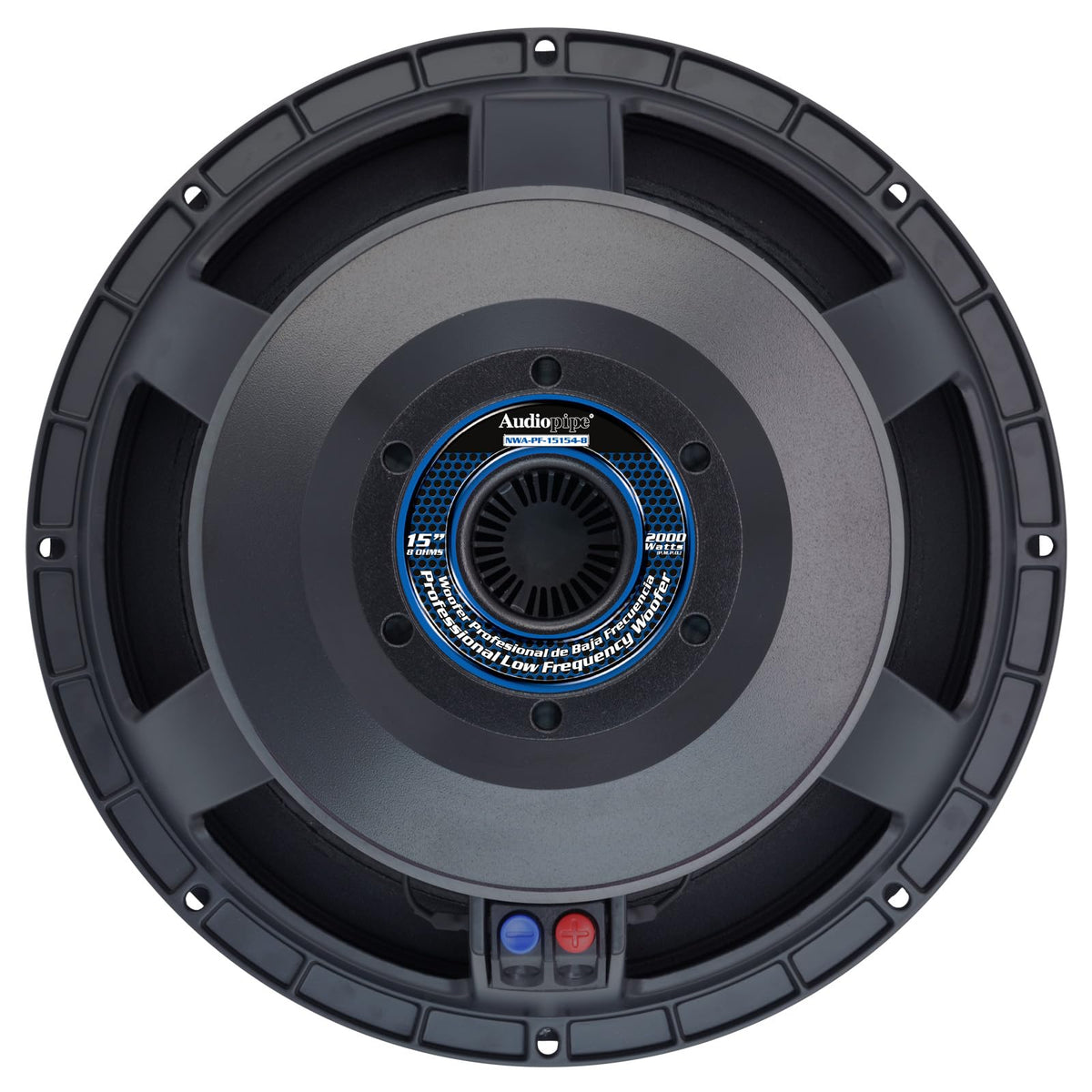Audiopipe 15” Professional Public Address Woofer (NWA-PF-15154-8), High Power, 2000 Watts, 150 oz Magnet, 8 Ohms, 4" Voice Coil, Aluminum Basket, Paper Cone, Superior Performance
