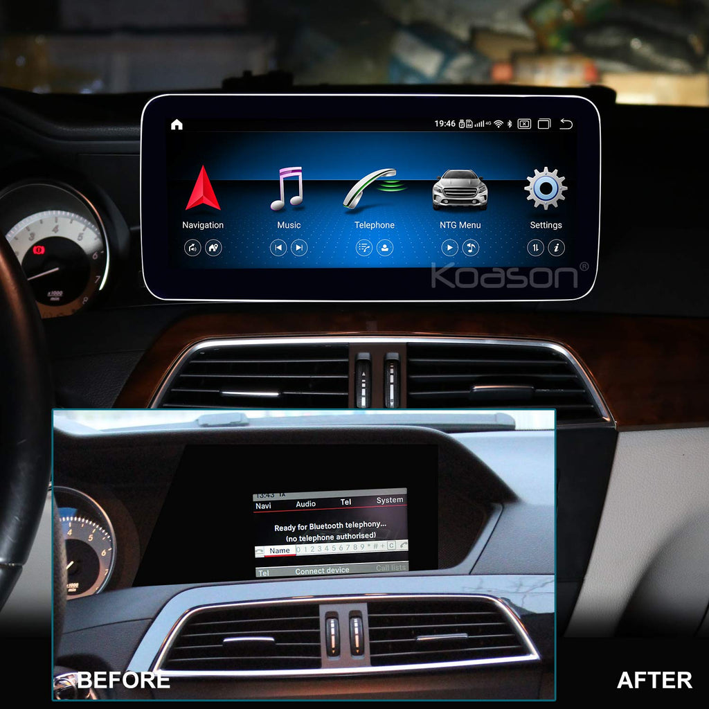 Android 8Core 4+64GB 10.25 inch HD1920 Screen Upgrade Display Monitor Multimedia Player GPS Navigation for Mercedes Benz C W204 (2011-2013) NTG4.5 4.7