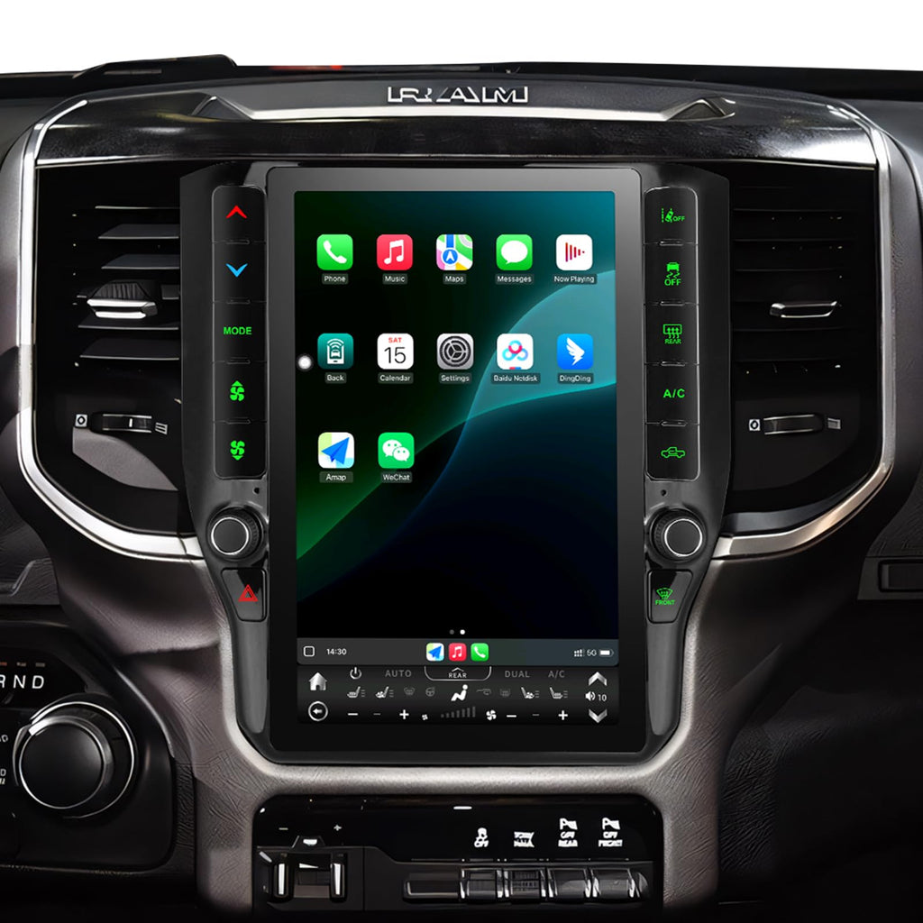 8 Cores 6+128G Radio Upgrade, 2019-2024 for Dodge Ram 1500 2500 3500 Truck Radio Upgrade,12.1 inch Vertical Touchscreen Support Wireless CarPlay Android Auto GPS Bluetooth FM SWC