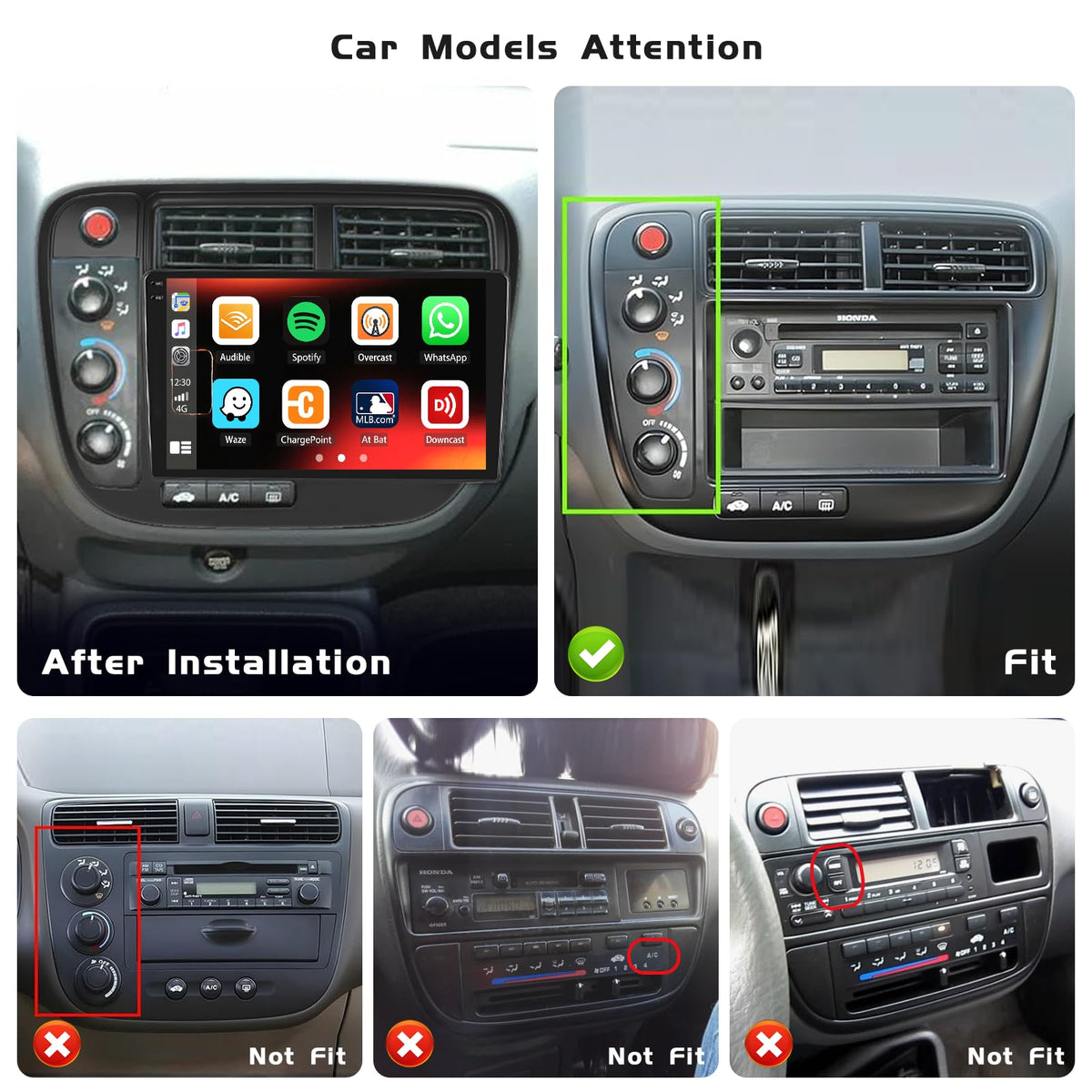6+128G 8Core Android 15 Car Stereo for Honda Civic 1996-2001 Wireless Carplay Android Auto, 9 Inch 1280 * 720 Touch Screen Car Radio GPS Navi DSP BT 5.0 WiFi SWC + Backup Camera