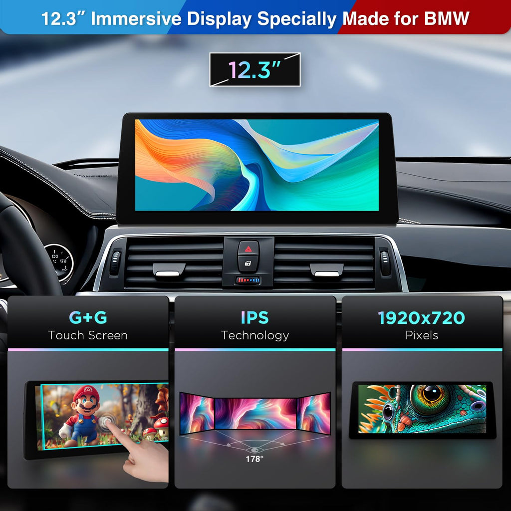 XTRONS 12.3 Inch Android 14 Snapdragon 680 Car Stereo for BMW F30/F31/F32/F33/F34/F35/F36 (2013-2016) NBT iDrive 4.0, IPS Touch Screen 8+128GB Car Radio GPS Navigation Wireless CarPlay Android Auto