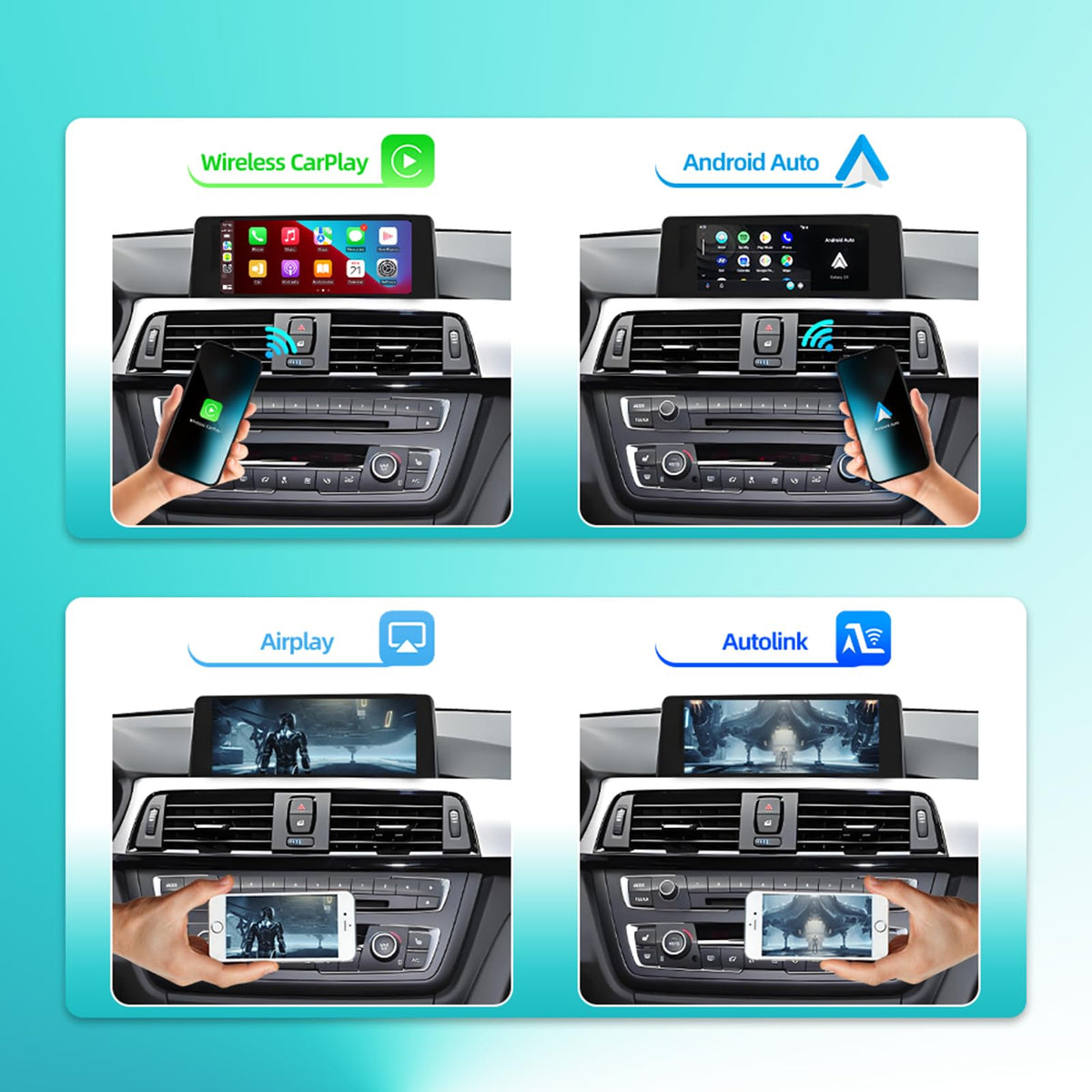 Wireless CarPlay Android Auto Retrofit Kit Decoder Box for BMW NBT System 1/2/3/4/5/6/7 Series X3/X4/X5/X6,Support Mirror Link,Camera, GPS, Siri, YouTube, for BWM Accessories