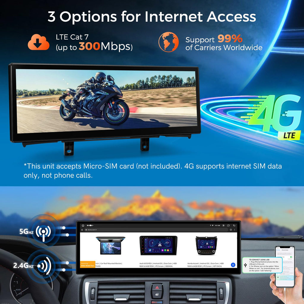 XTRONS 14.9 Inch Android 14 Car Stereo for BMW F20 F21 F22 F23 with NBT System, 2K IPS Touch Screen LTE GPS Navigation Support Wireless CarPlay Android Auto Global 4G LTE 8+256 GB