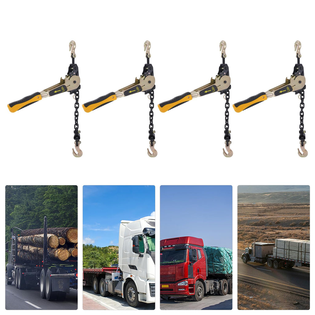 4 Pack 3/8"-1/2"Chain, Ratcheting Chain Binder - Heavy Duty Tie Down Ratchet Load Binder for Flatbed Trailers & Trucks 6600Pound