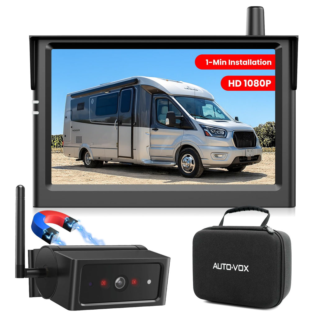 AUTO-VOX 7.2" Dual Wireless Magnetic Backup Camera System, 1-Min Install