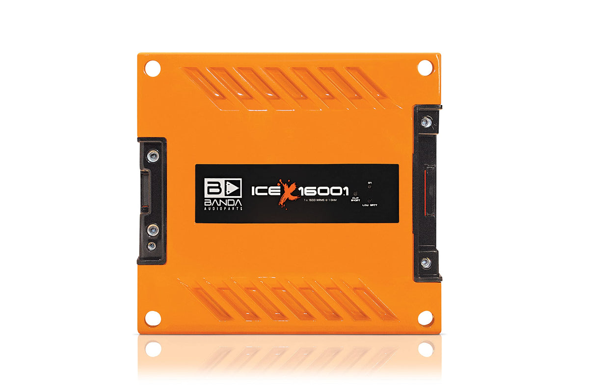 1-Ch. Vehicle Audio Bass Amplifier - 1600W High-Powered Mono Bass Amp w/Subsonic Filter and Low Pass Filter Stable at 1 ohm, LED Indicators, Sound Specialization, Orange - Banda ICEX1600.1ORANGE