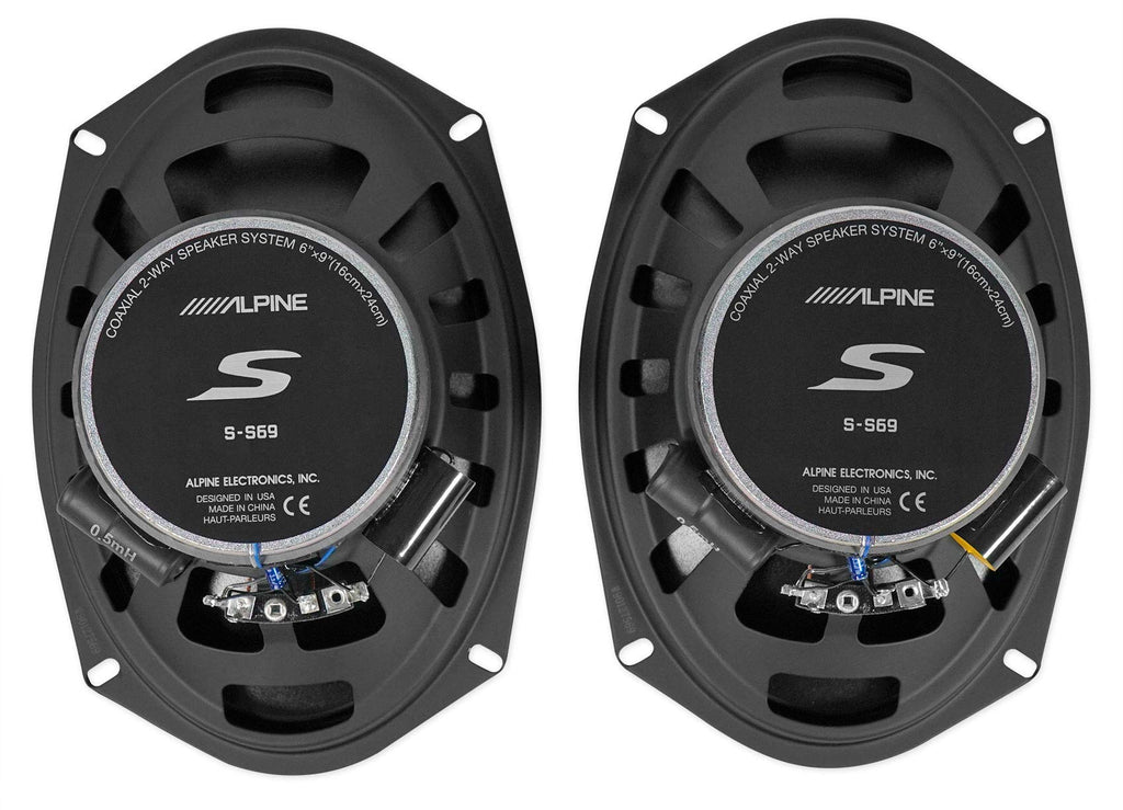 Pair Alpine S-S69 260 Watt 6x9 Coaxial 2-Way Car Audio Speakers Bundle with METRA 72-7800 Speaker Connector Harness Compatible with 1999-2000 Honda Civic