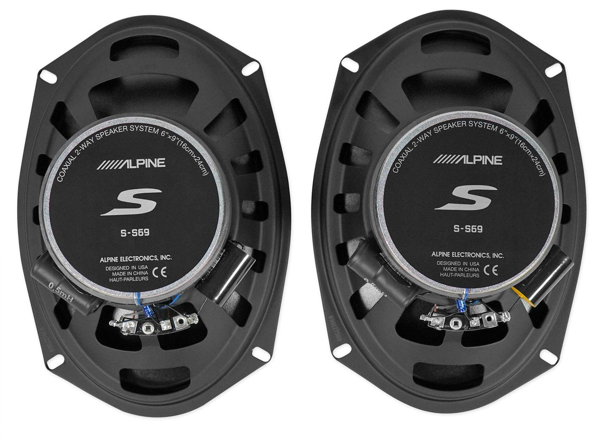 Pair Alpine S-S69 260 Watt 6x9 Coaxial 2-Way Car Audio Speakers Bundle with METRA 72-7800 Speaker Connector Harness Compatible with 1999-2000 Honda Civic