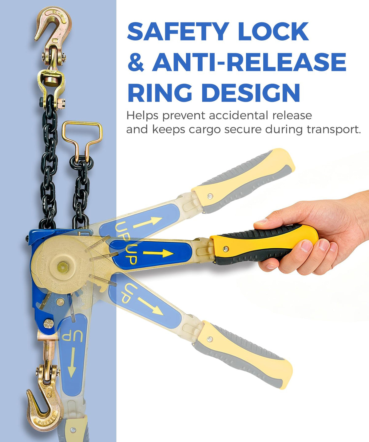 2 Pack 5/16"-3/8" EZ Ratchet Chain Binders with Grab Hooks