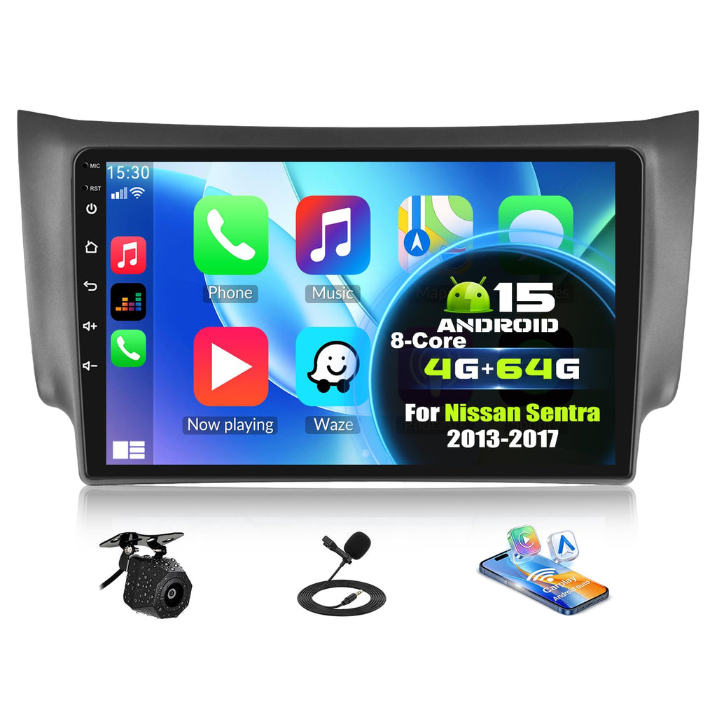 SIXTOP 4G+128G Android Car Stereo Radio for Nissan Sentra 2013-2017 Wireless CarPlay Android Auto 10.1 Inch HD Touchscreen GPS Navigation Head Unit Bluetooth 5.0 FM/RDS WiFi 32EQ SWC AHD Backup Camera