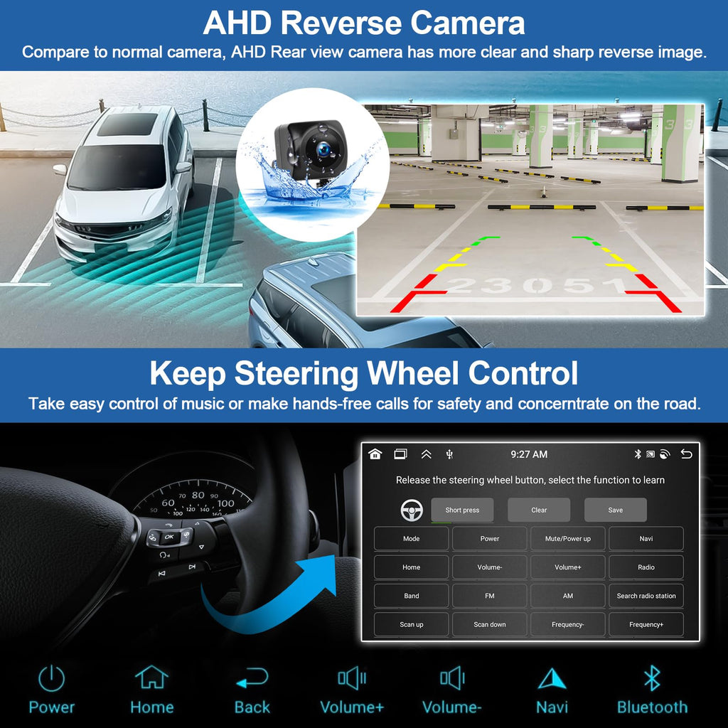 6G+128G 8-Core Android 15 Car Radio Stereo for Ford F150 F-150 2009 2010 2011 2012 with Wireless CarPlay Android Auto 9" IPS Touch Screen Head Unit with DSP GPS Bluetooth 5.0 WiFi FM AHD Backup Camera