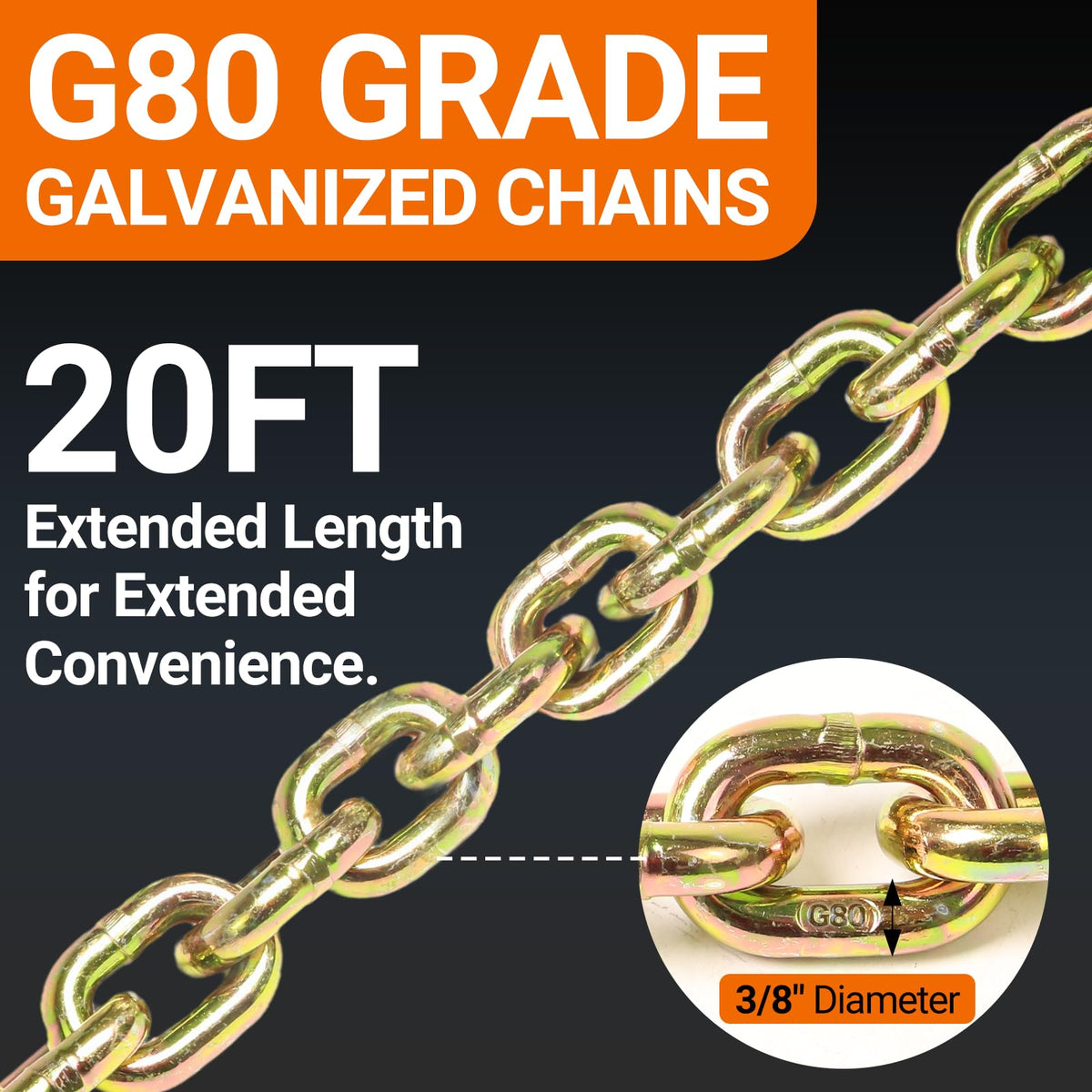 Ratchet Chain Binder & Chain 3/8" x 20' Chain