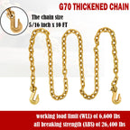 5/16"-3/8" Chain Binder Kit 2 Packs, Ratchet Load Binders 9200 Lbs Working Load Limit, G70 5/16"×10ft Heavy Duty Ratchet Binders and Chains with Grab Hooks for Truck, Tie Down, Hauling, Towing