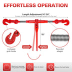 3/8" to 1/2" Ratchet Chain Binder with G80 5400 lbs Safe Working Load 3/8" X 10FT Binder Chain，with Grappling G70 Hook, Tie Down Hauling Chain Binders for Flatbed Truck Trailer