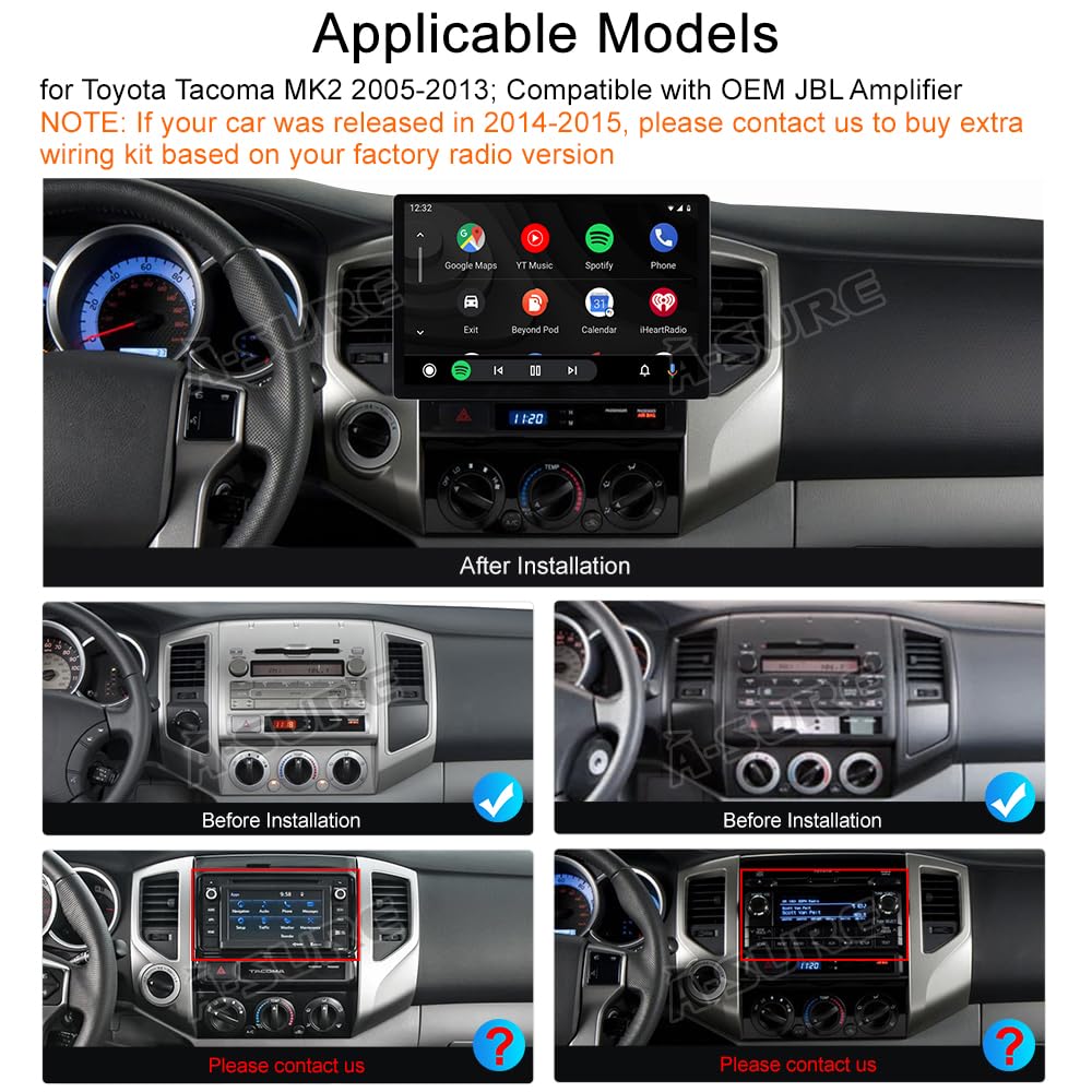 13.1“ 8core 4+64GB Car Stereo for Toyota Tacoma 2005-2013 Black
