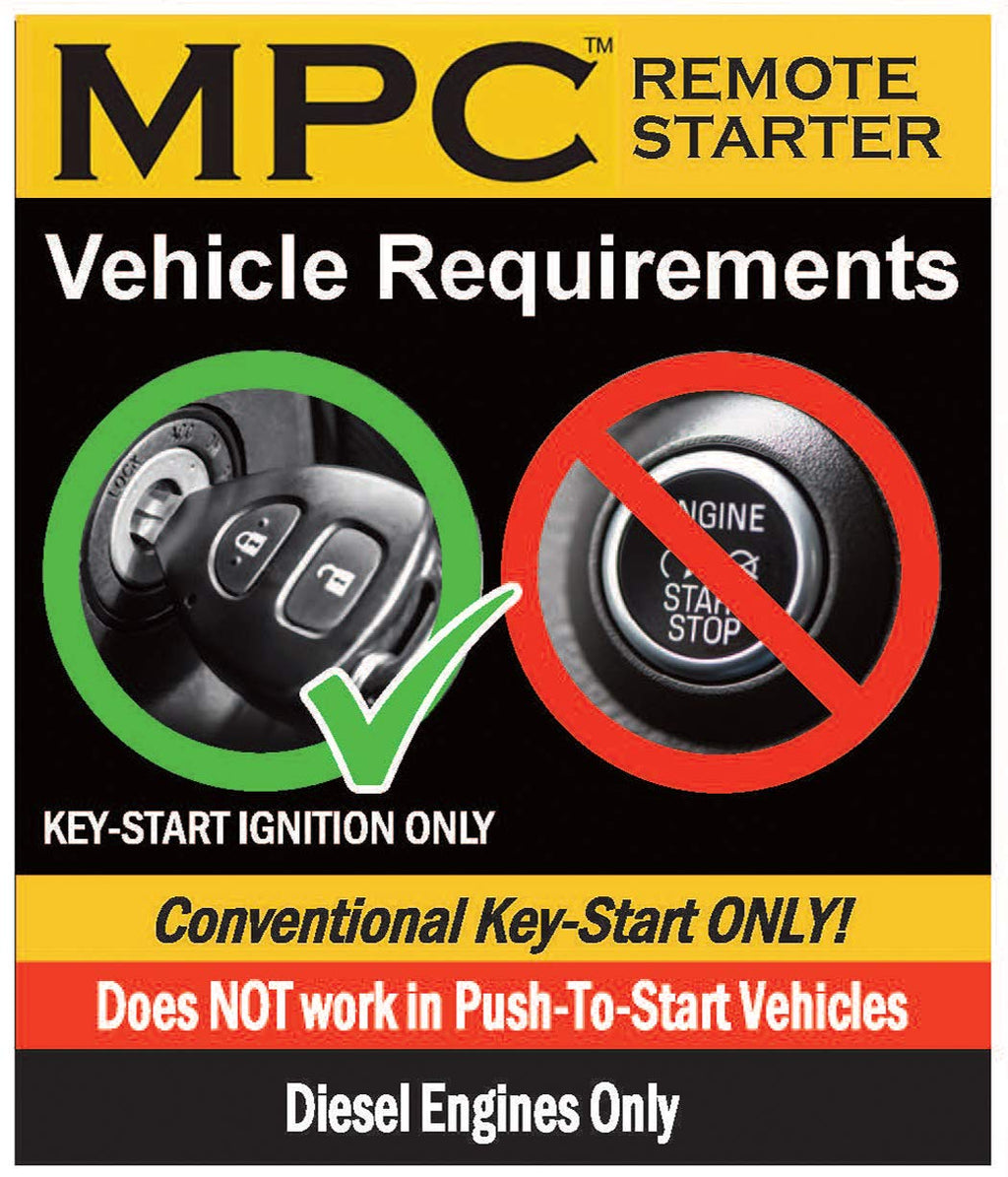 MPC Complete 1-Button Remote Start Kit Compatible with Ford F-250 2011-2016 Diesel - Plug & Play - with T-Harness