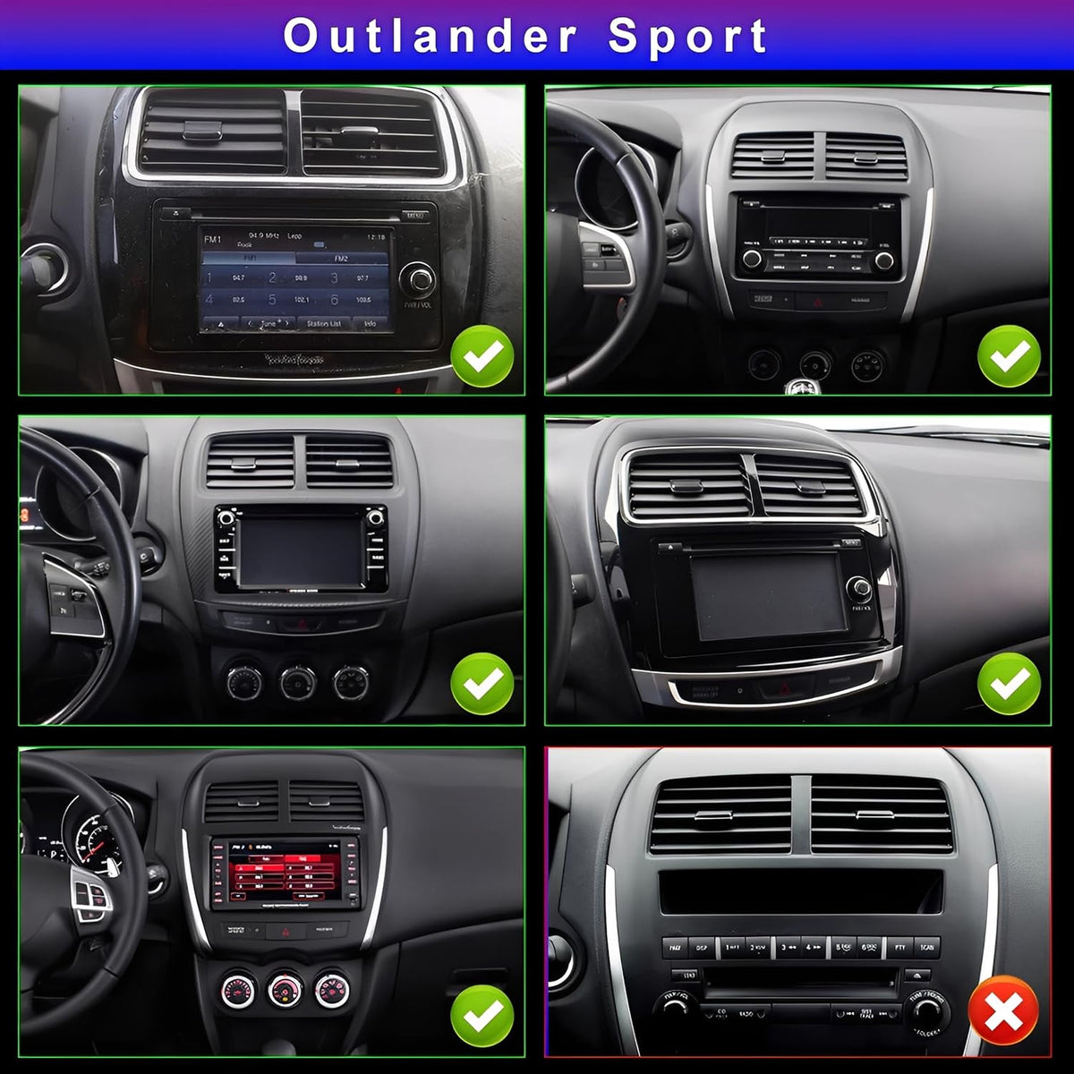 Double Din Android 14 Car Radio Stereo Upgrade for Mitsubishi Outlander Sport 2013-2025, 7inch Touch Screen Head Nuit GPS Navi w/Carplay Android Auto Bluetooth WiFi FM SWC DSP SWC Backup Camera,2+64G
