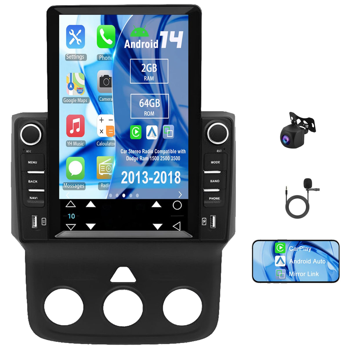 Car Stereo Fit for Ram 1500 2500 3500 2013-2018