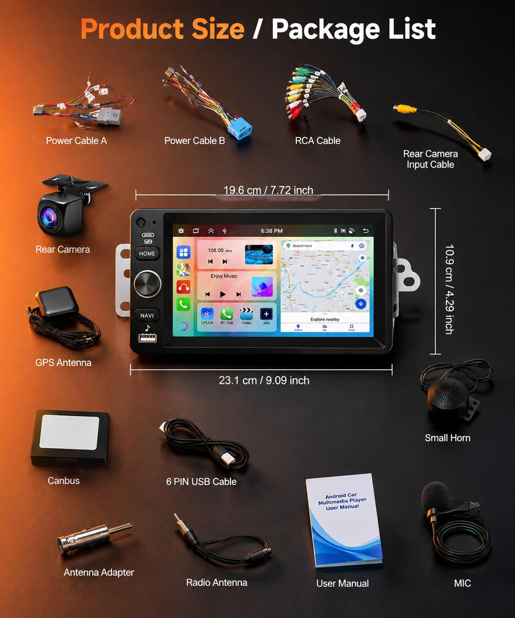 8 Core 6G+128G Android Car Stereo for Chevrolet Chevy Silverado Impala Tahoe GMC Sierra Yukon Hummer H2 with Wireless CarPlay Android Auto, 7” Car Radio GPS WiFi SWC BT Backup Camera
