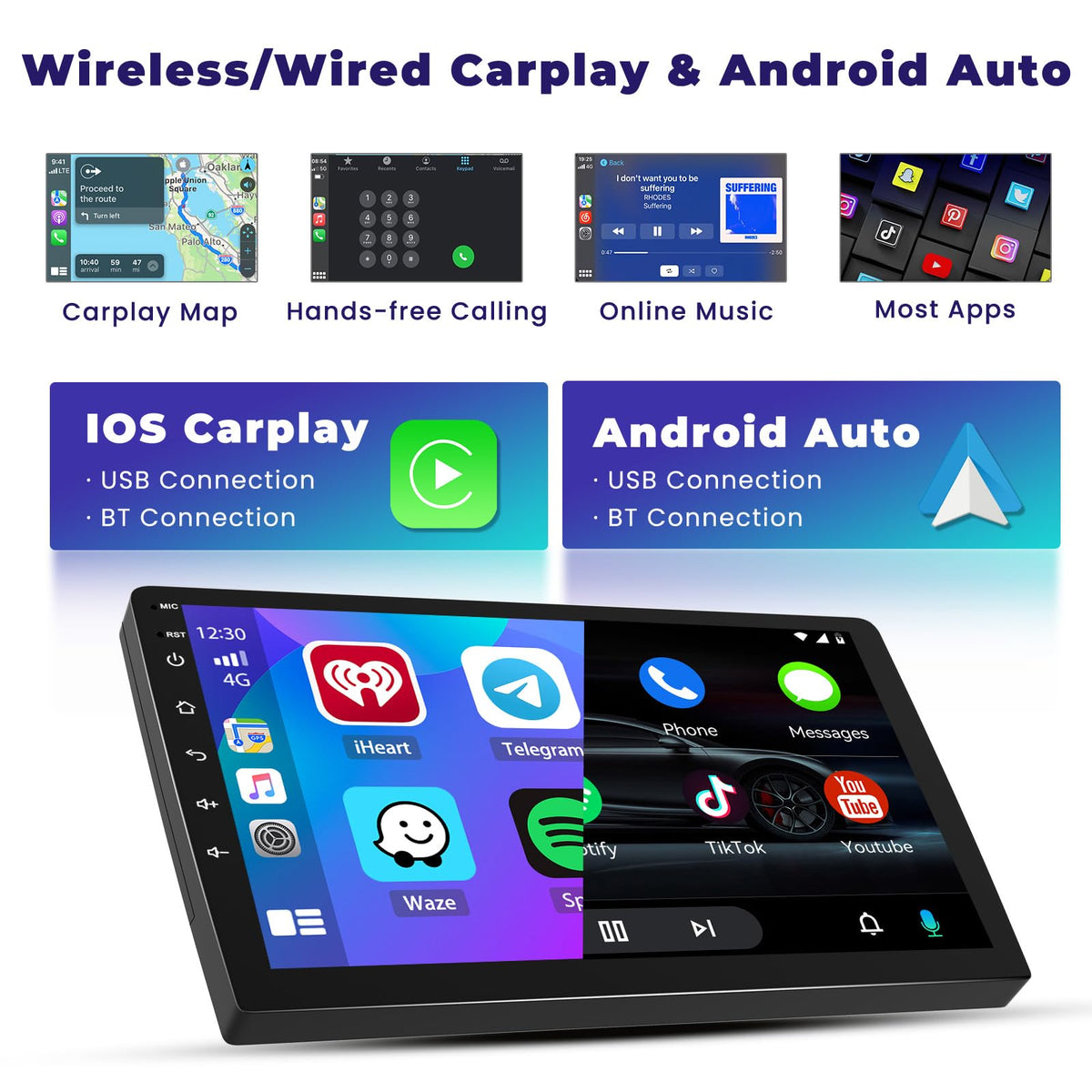 6+128G 8Core Android 15 Car Stereo for Honda Civic 2013-2017,9 inch IPS 1280 * 720 Touchscreen Radio Wireless Apple Carplay Android Auto DSP 5G WiFi Bluetooth GPS FM RDS+Free AHD Backup Camera