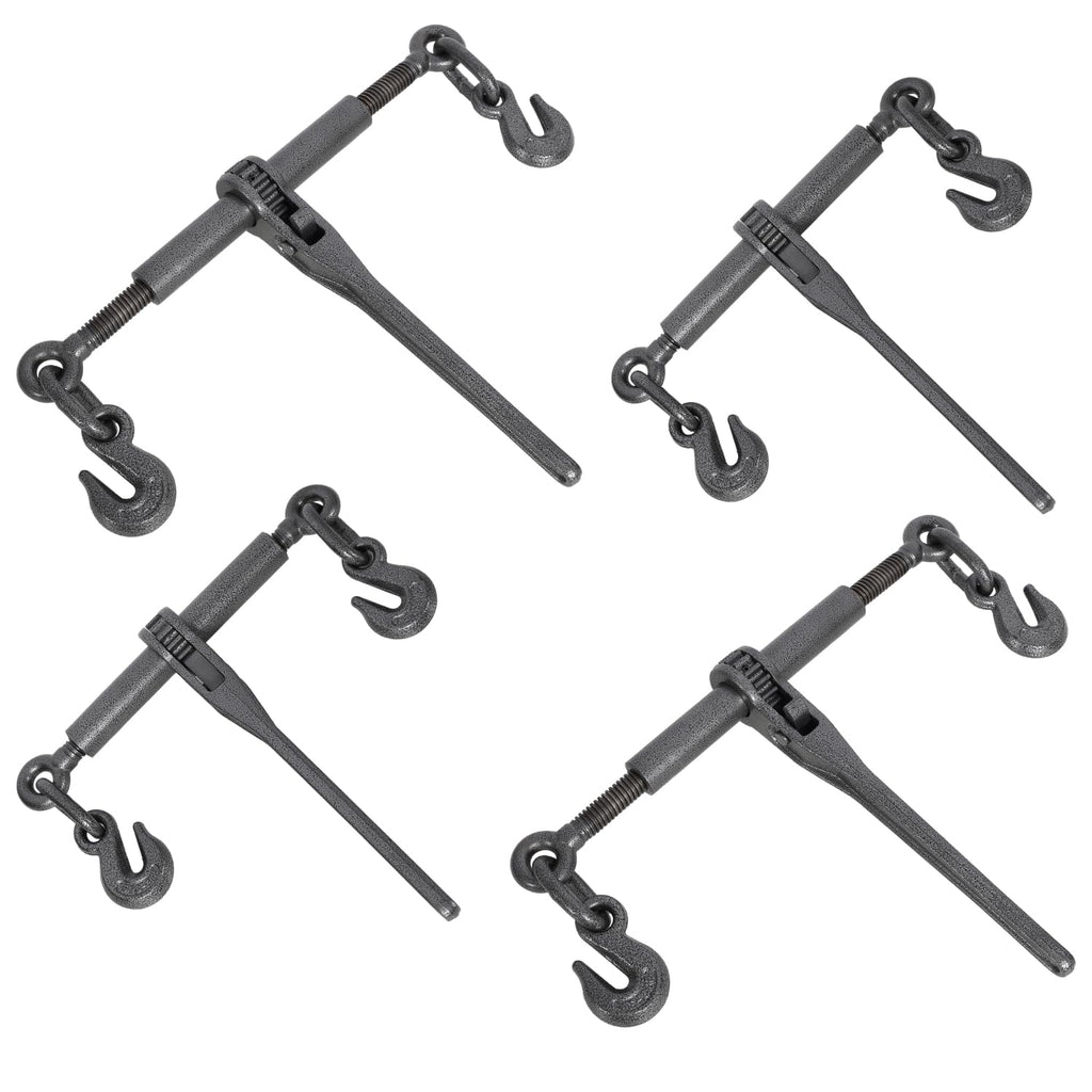 Geelife Heavy-Duty Ratchet Binders with Adjustable G70 Hooks, 4-Pack, Black
