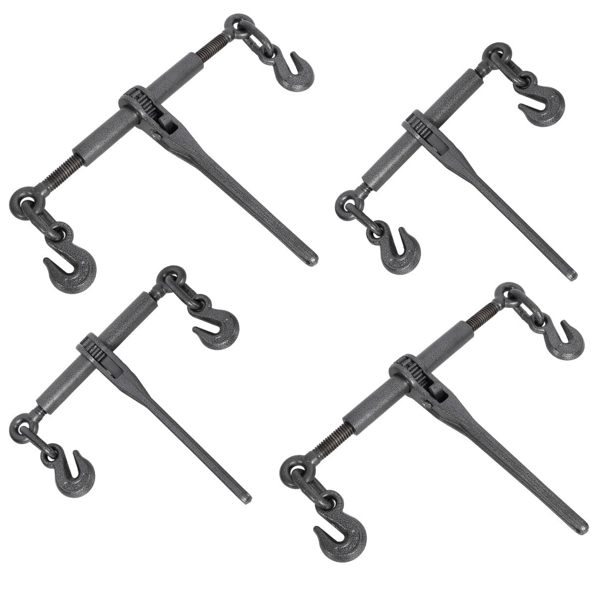 Heavy-Duty Ratchet Binders with Adjustable Hooks & 9200lbs Load Capacity - 4-Pack Black
