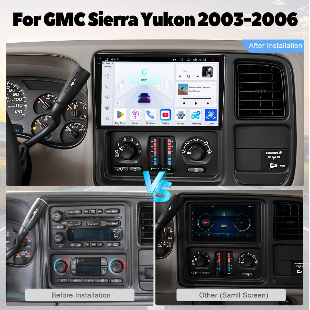 4+64G 9 Inch QLED Touch Screen Car Stereo for GMC Sierra Yukon 2003-2006