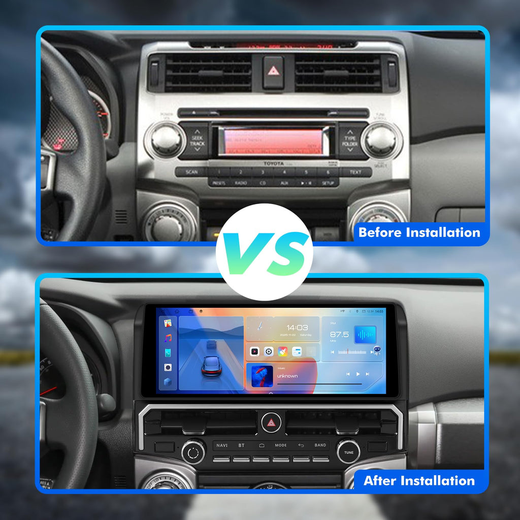 12.3" Touchscreen Radio 4+64G Android 14 Double Din Car Radio Stereo for Toyota 4Runner 2010-2020 Built-in Wireless Carplay/Android Auto/GPS/Bluetooth/FM/AUX-in/SWC/Camera