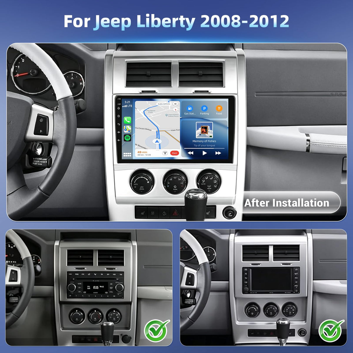 4+64G Android 15 Car Radio for Jeep Liberty 2008-2012