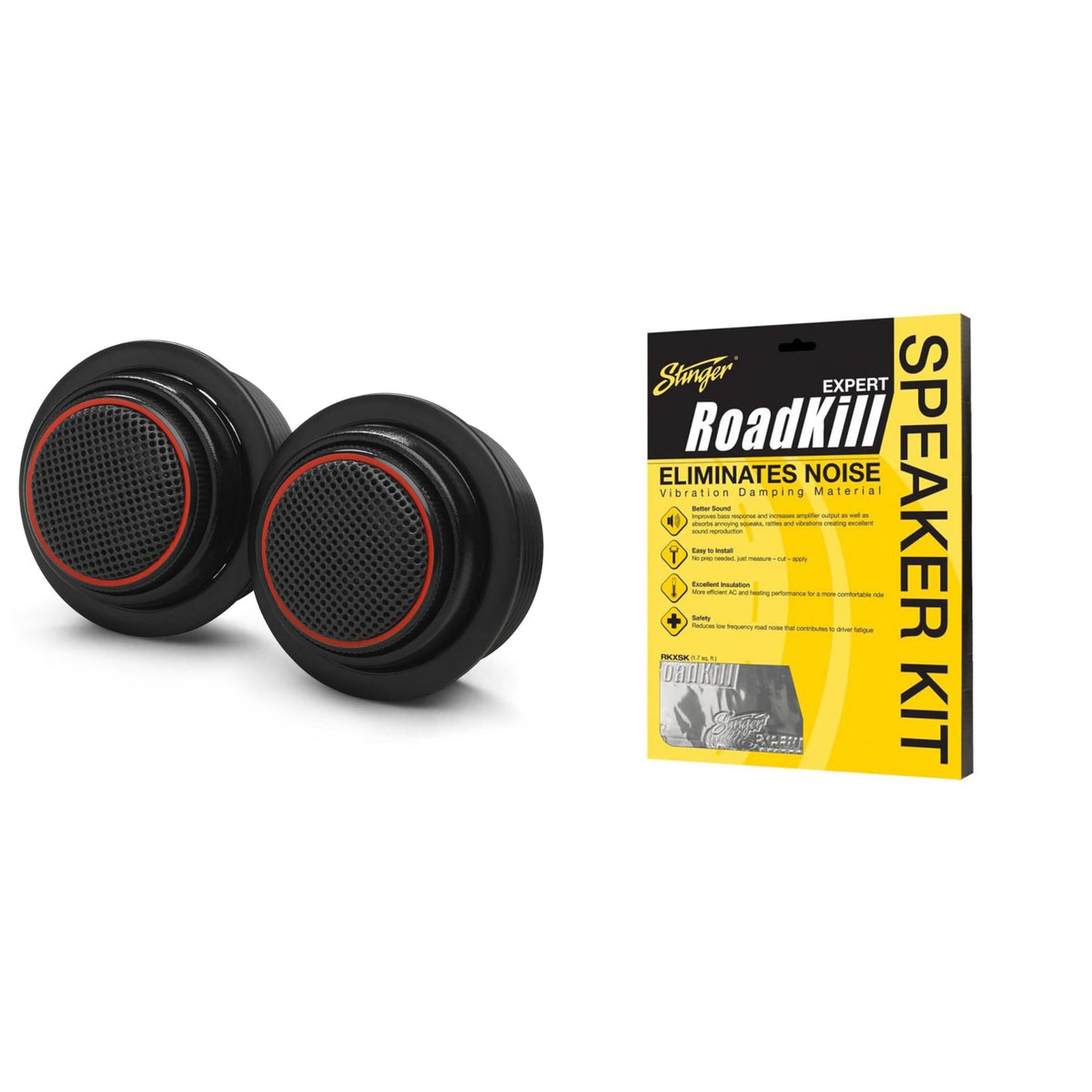 JBL CLUB-194T Club Series 3/4" Component Tweeters, Pair, with I-Mount with RKXSK Roadkill Speaker Sound Deadening Kit 2-Peice: 1.7sq-ft Total (10” x 12”)