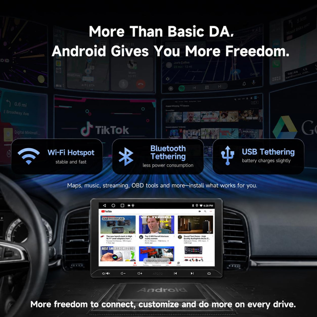 A5L 9" Android Double-DIN Car Stereo with 1080P Dashcam & Backup Camera
