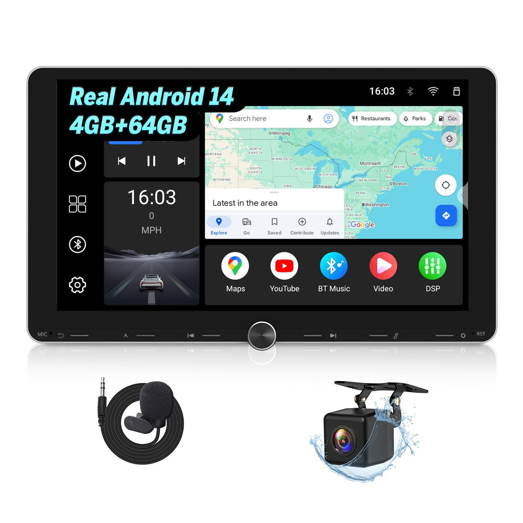 Eonon 4+64GB Android 14 Double Din Car Stereo 10.1" Headunit