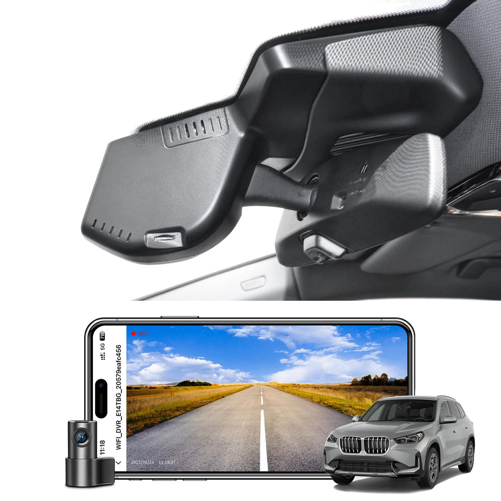 Mangoal 4K Dash Cam Custom for BMW X1 Gen3 U11/U12 2023 2024 2025, Xdrive28i, OEM Style, 2160P UHD Video, WiFi & APP, 64GB Card