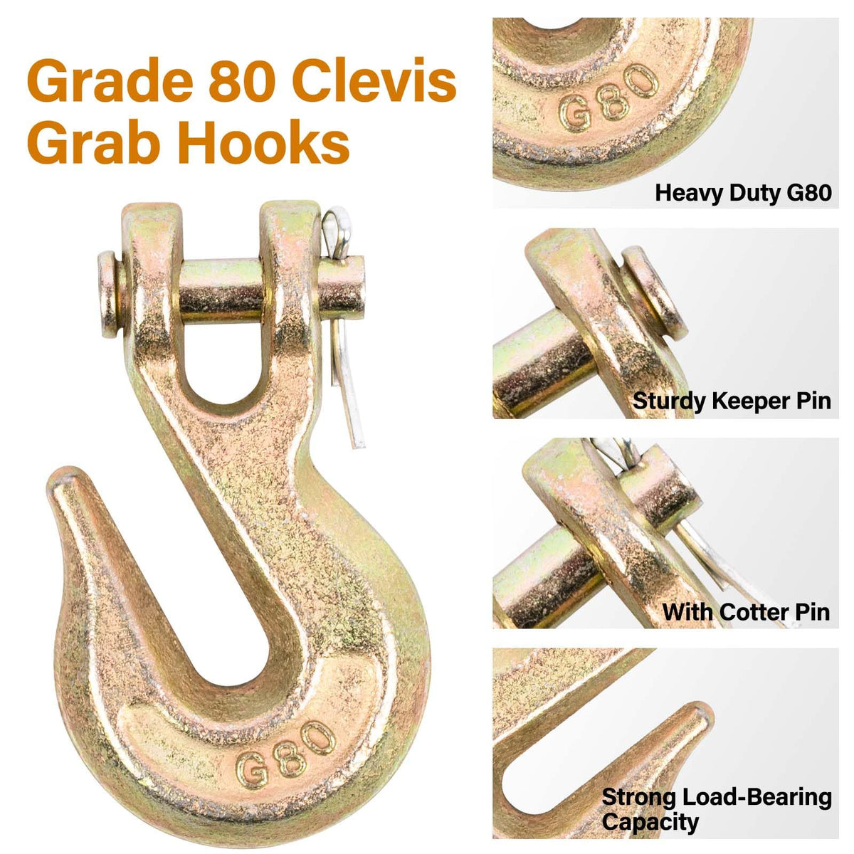 G80 5/16"(2PC*Chain and Binder Kit+10PC Hooks)