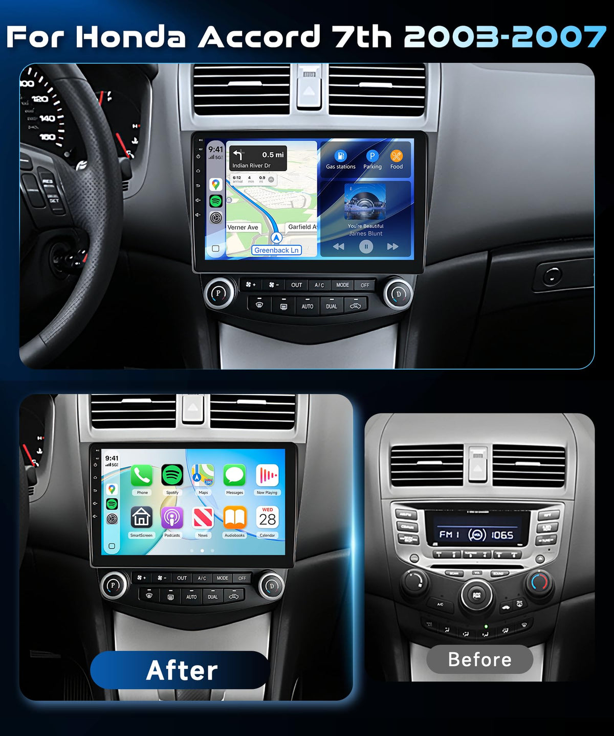 【360° Panoramic View】8Core 6G+128G Radio for Honda Accord 7th 2003-2007