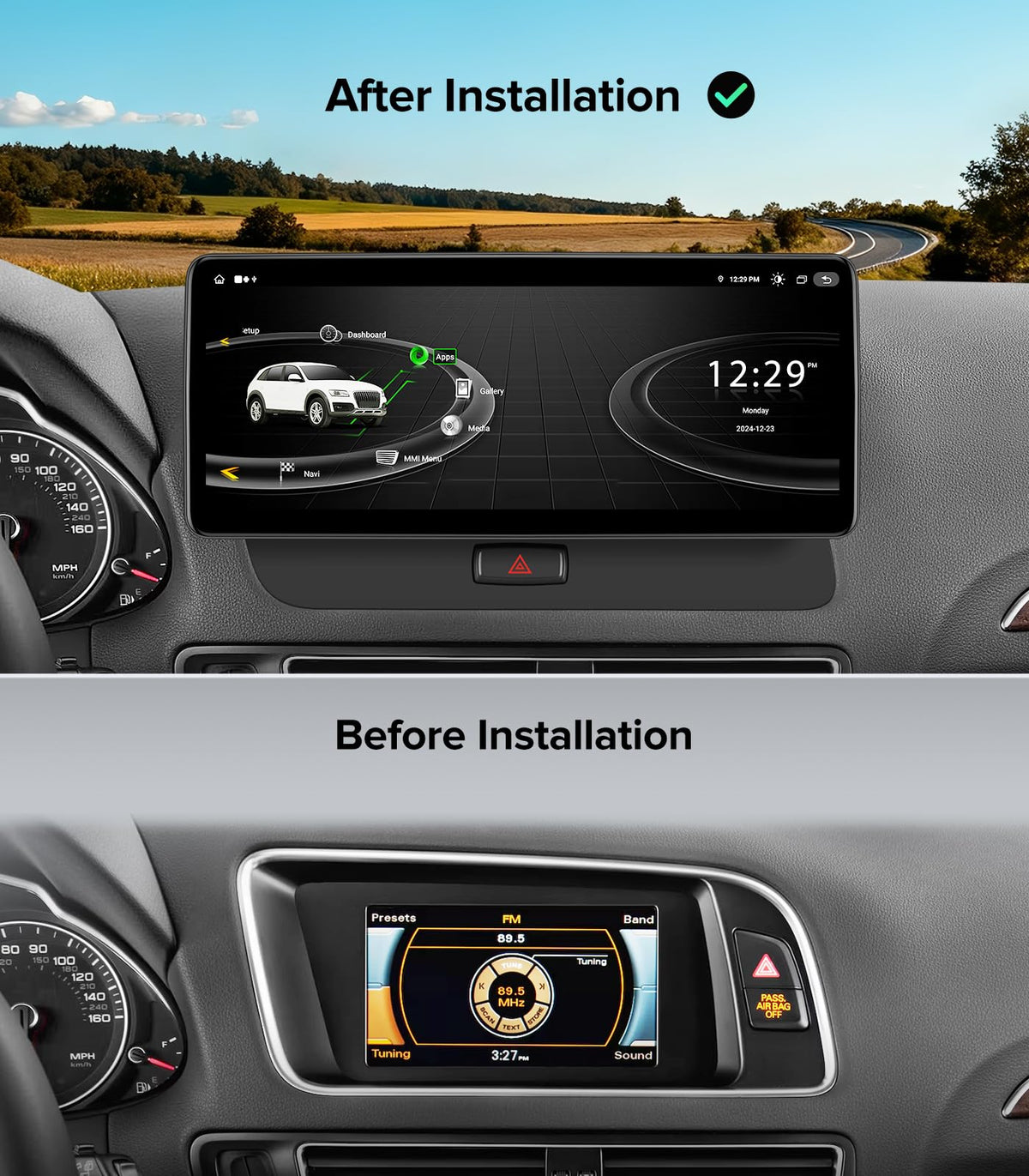 12.3" CarPlay Radio Upgrade for Audi Q5 SQ5 09-17 with Concert/Symphony
