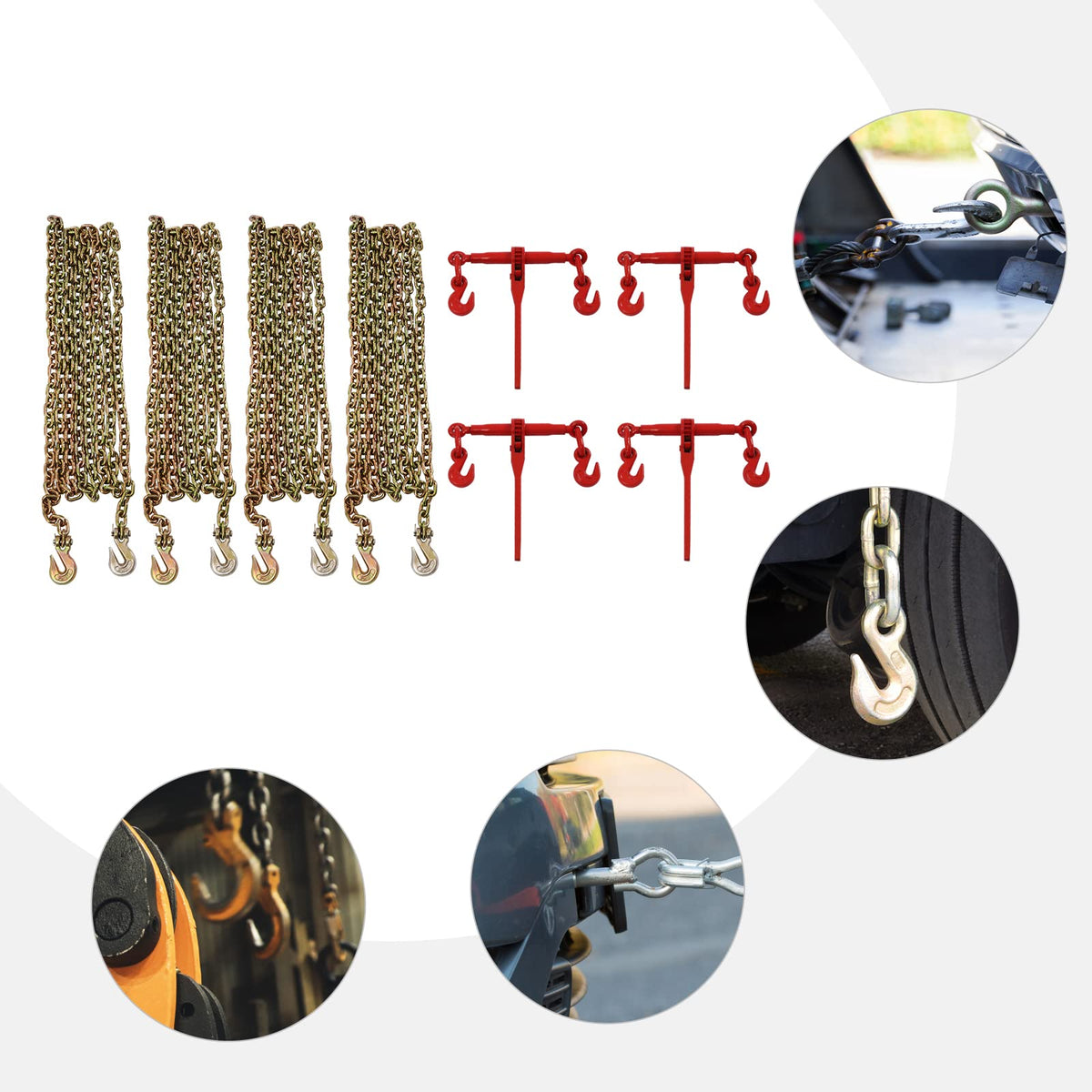5/16"-3/8"Grade 70 Chain Transport Hauling Load Package Includes Binders and 5/16"×20ft Chains Safe Working Load