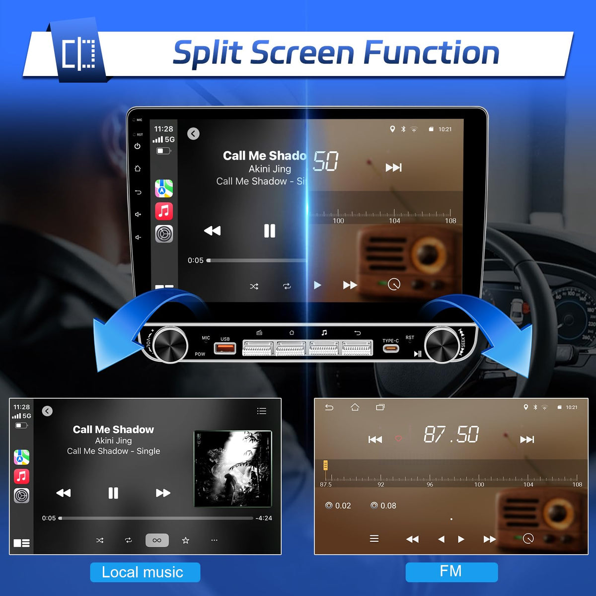 8 Core 4+64G Car Stereo for 2013-2017 Nissan Sentra Radio with Knob