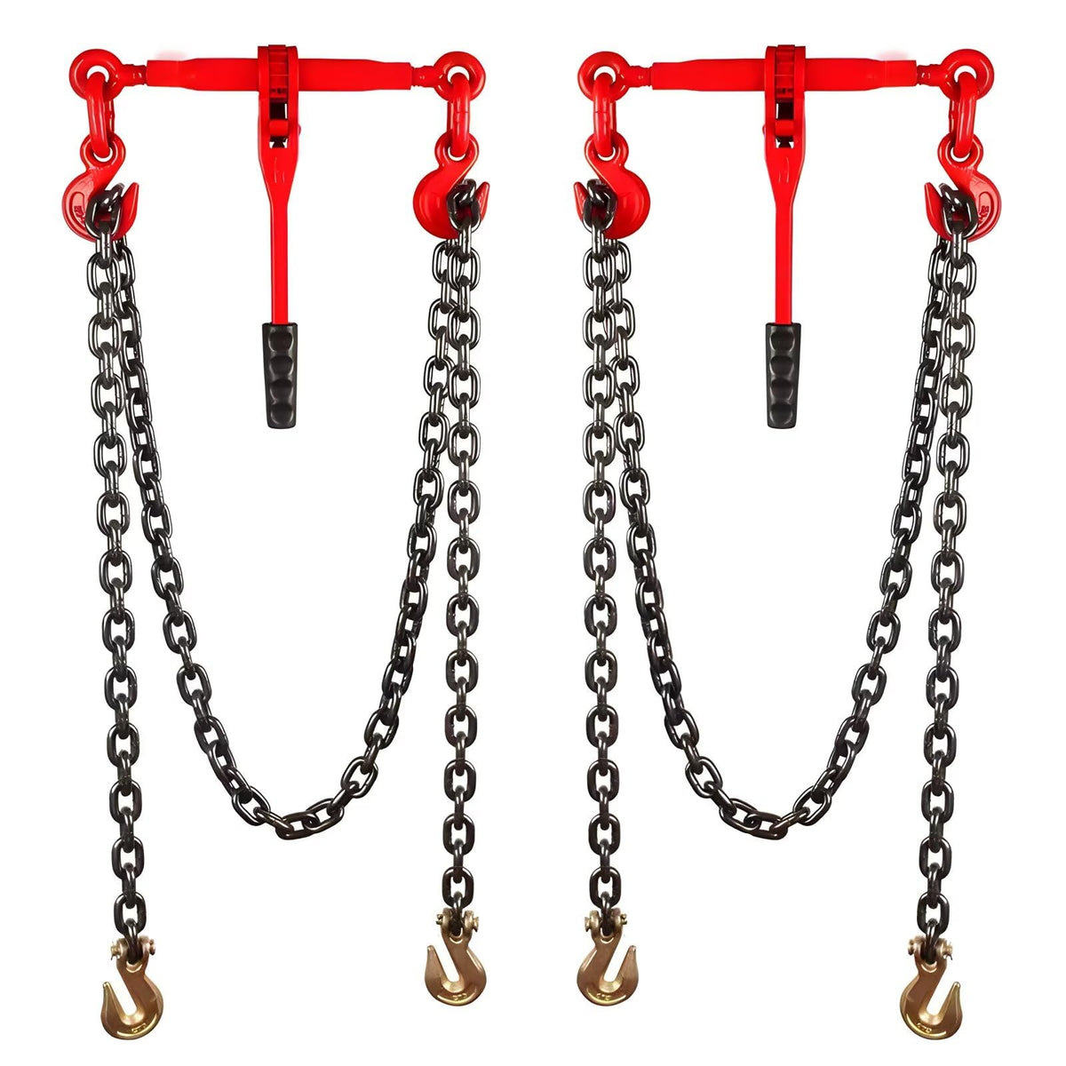 Ratchet Chain Binder Kit, 2 Ton Capacity, 5/16-3/8 Inch Load Binder with G80 Chain and Clevis Grab Hooks for Hauling, Towing, Tie Down - 2 Pieces