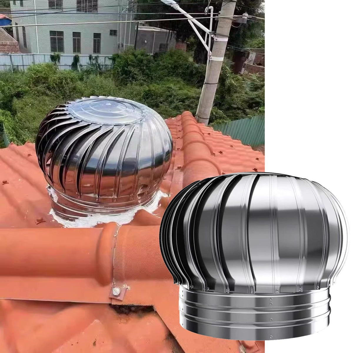 Roof Air Ventilator, Stainless Steel Rotating Turbine for Efficient Attic Ventilation