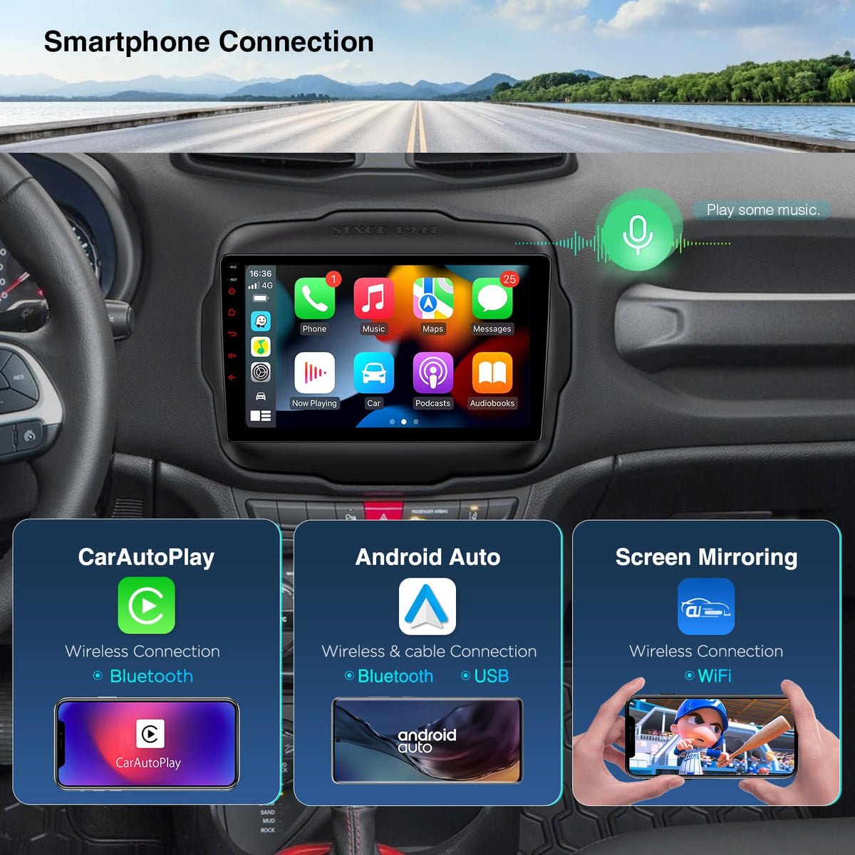 XTRONS 9” Android Car Stereo for Jeep Renegade 2015-2020, Octa Core, 4+64GB