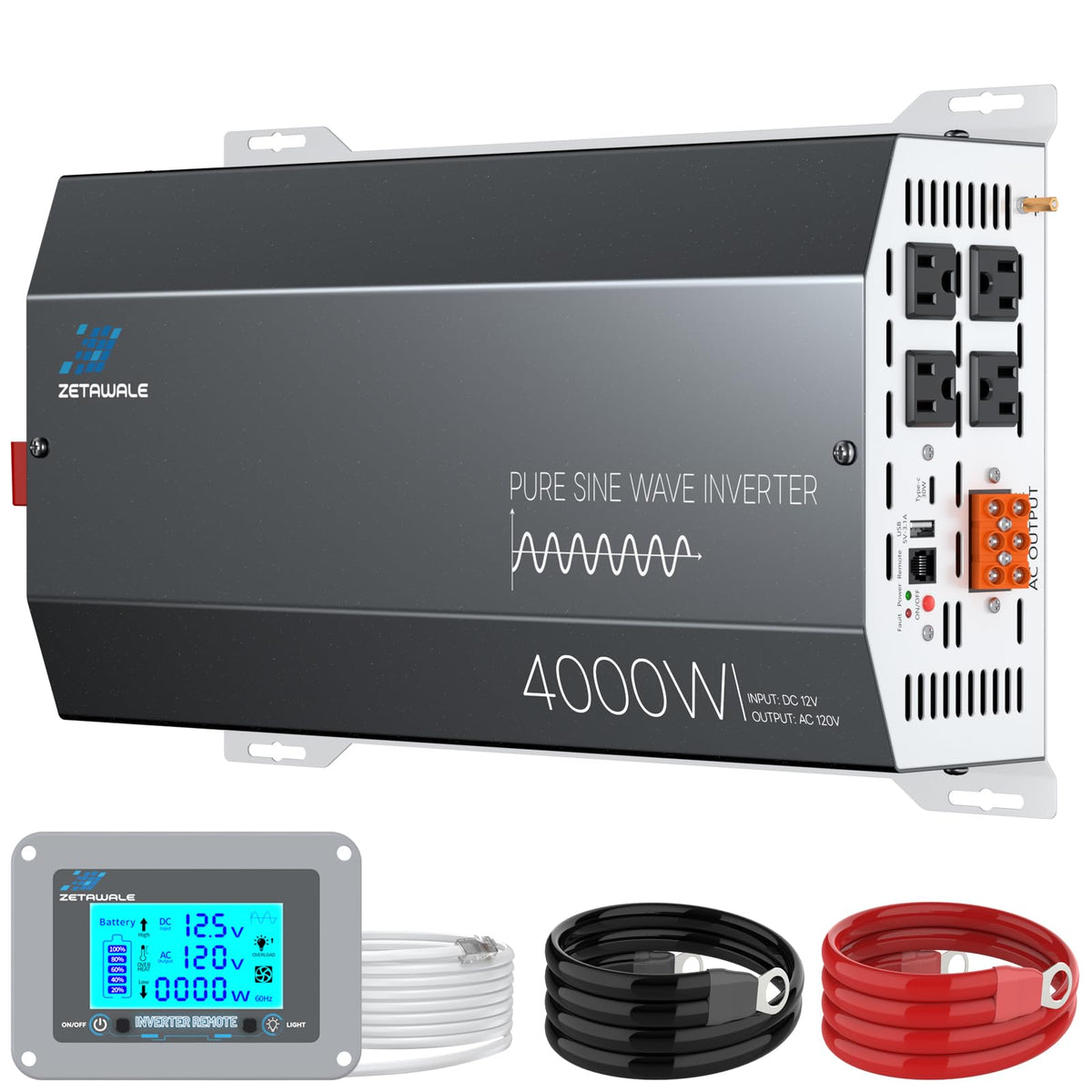 2500W Pure Sine Wave Inverter with Built-in ATS 12V DC to 120V AC for RVs