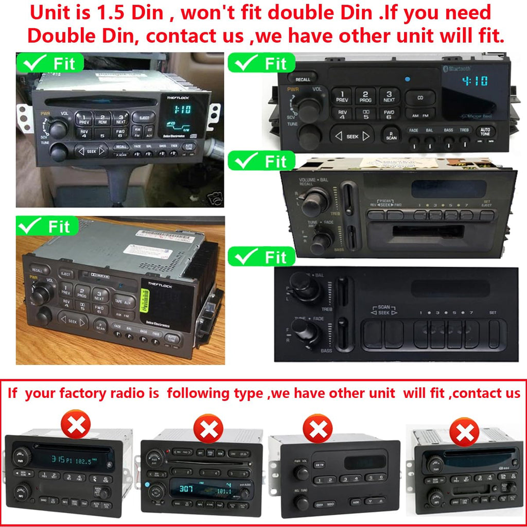 1.5 Din Car Stereo Radio GPS Navi Carplay Android Auto for 1995-2005 Chevy GMC Pontiac Tahoe Yukon Suburban Sierra S10 Blazer Jimmy Astro Safari C/K Silverado Lumina Camaro Corvette Grand AM Cavalier