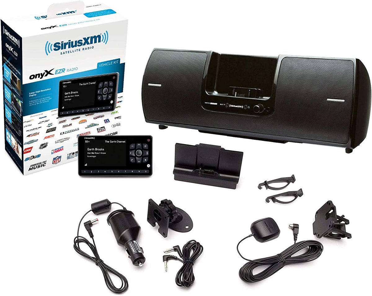SiriusXM SXSD2 Portable Speaker Dock Audio System & SiriusXM SXEZR1V1 Onyx EZR Satellite Radio with Vehicle Kit with Get 3 Free Months Service with Subscription (Bundle)