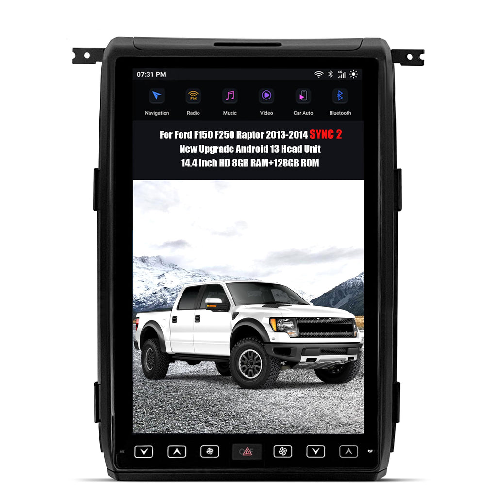 AuCar for Ford F150 F250 Raptor 2013-2014 (SYNC 2 System) 14.4 Inch Touch Screen Android 13 Car Radio Head Unit, Car Multimedia Player GPS Navigation Wireless Carplay Android Auto 8GB+128GB