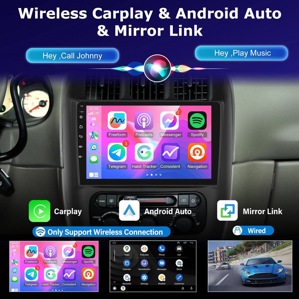 [4+64G] Upgrade Radio for Chrysler Town & Country 2001-2007: NHOPEEW 10.1 inch IPS Touchscreen Android Radio - Wireless Carplay and Android Auto, Custom Homepage, DSP/EQ, 5G/WiFi + Backup Camera