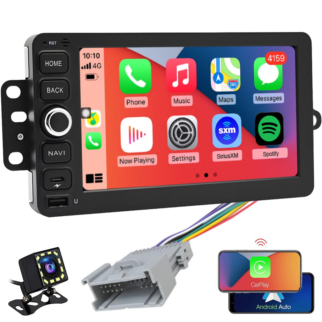 QLED Radio for Chevy Chevrolet Silverado SSR Tahoe 2003-2006,GMC Siera Yukon 2003-2006,Hummer H2 2003-2007,CarPlay Android Auto Ready,Touch Screen Stereo,Free Back Camera