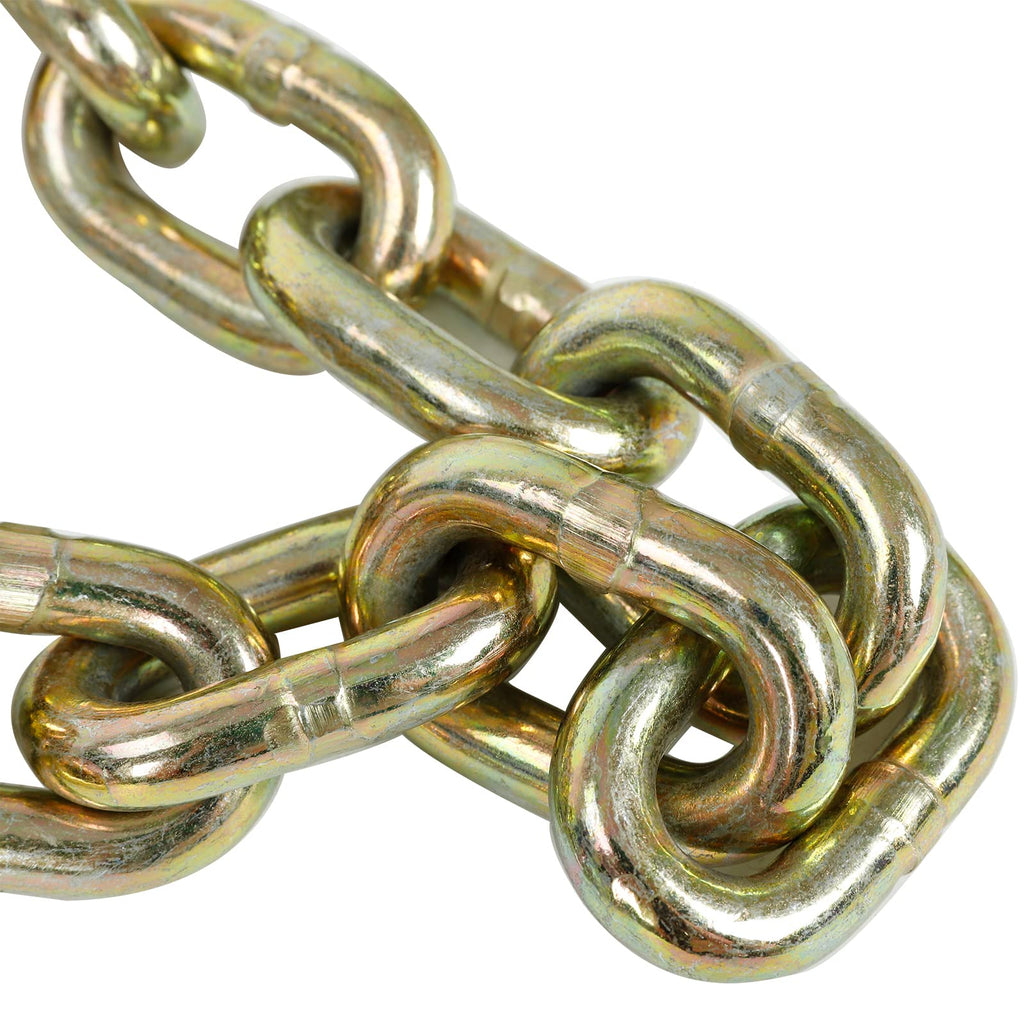 2 PCS 1/2 inch X 20' G70 Transport Chain Tie Down Binder Chain Flatbed Truck Trailer with Grab Hooks