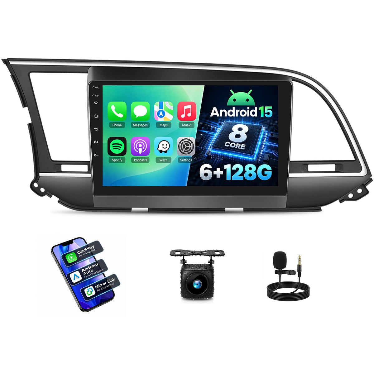 [6+128G] 8-Core Android 15 Car Radio Stereo for Hyundai 2016-2018